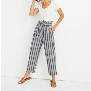 Madewell Paperbag Pants in Deep Indigo Stripe